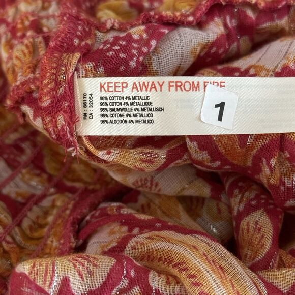 Anthropologoie Jumpsuit Women 1X Orange Harem Tropical Floral Birds Beach Cruise - Picture 5 of 6